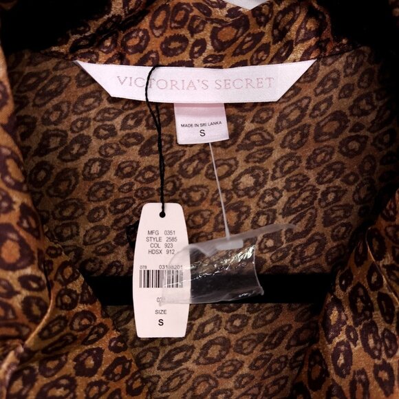 Victoria's Secret Pajama Top Size Small Long Sleeve Button Up Animal Print Satin - Picture 5 of 10